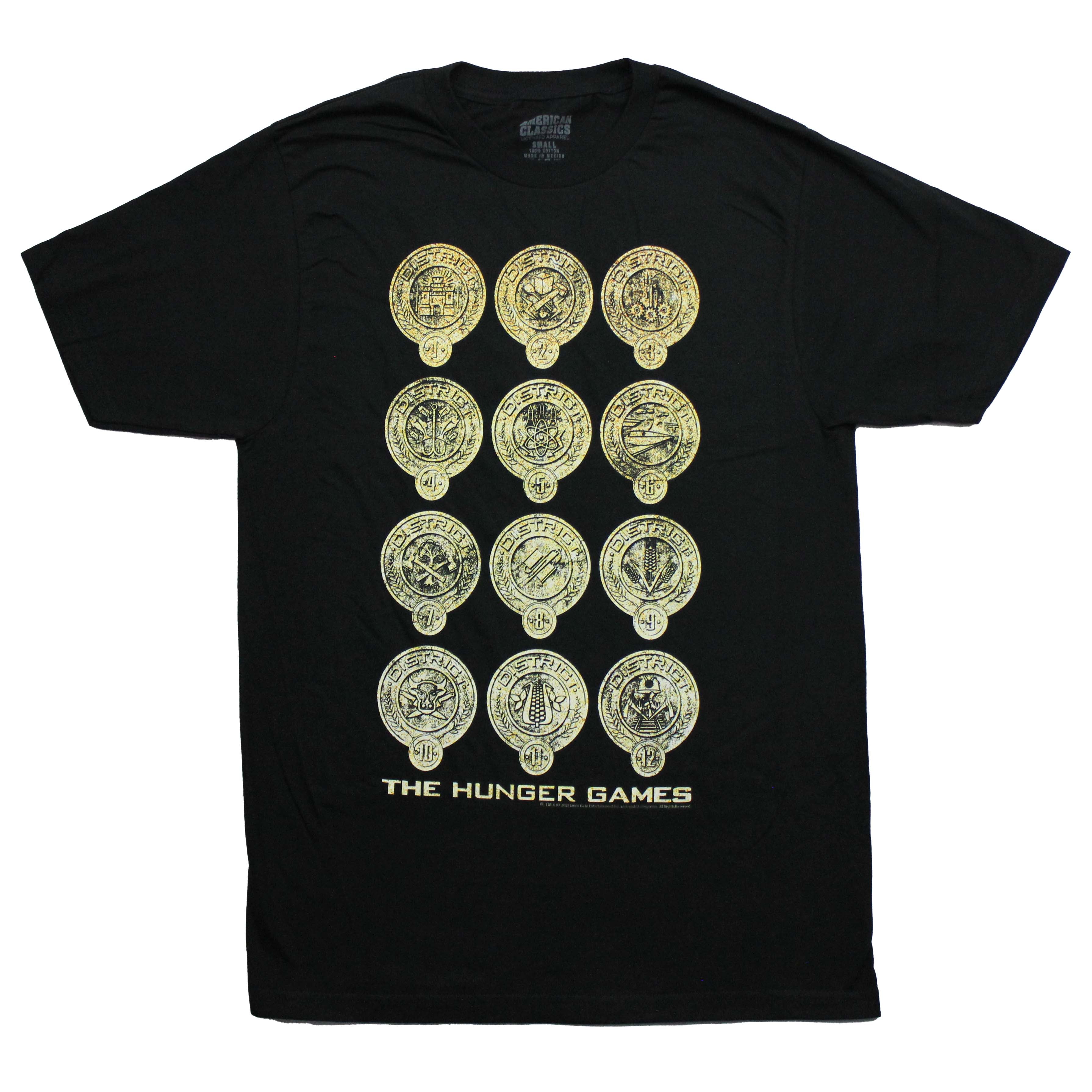 The Hunger Games Mens T-Shirt - Districts 1-12 Goldern Medallions Hoodie, Sweatshirt | CiraTrend.com