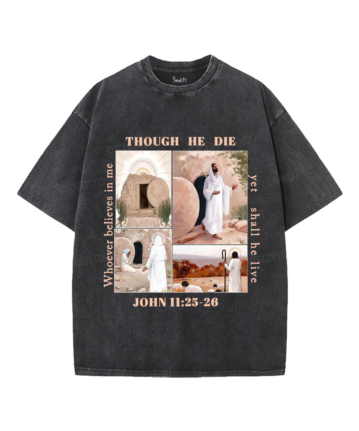 Though He Die Unisex Washed Christian T-shirt Hoodie, Sweatshirt | CiraTrend.com (Image 2)