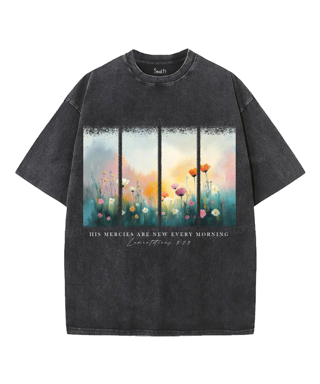 His Mercies Are New Every Morning Unisex Washed Christian T-shirt Style003 Hoodie, Sweatshirt | CiraTrend.com (Image 1)