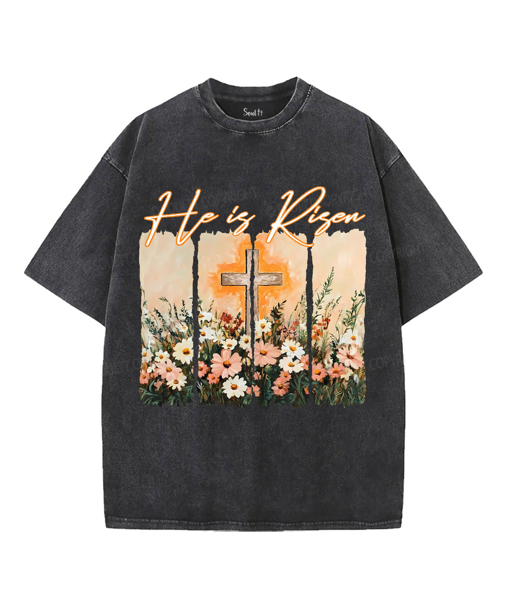 His Is Risen Unisex Washed Christian T-shirt Hoodie, Sweatshirt | CiraTrend.com (Image 1)