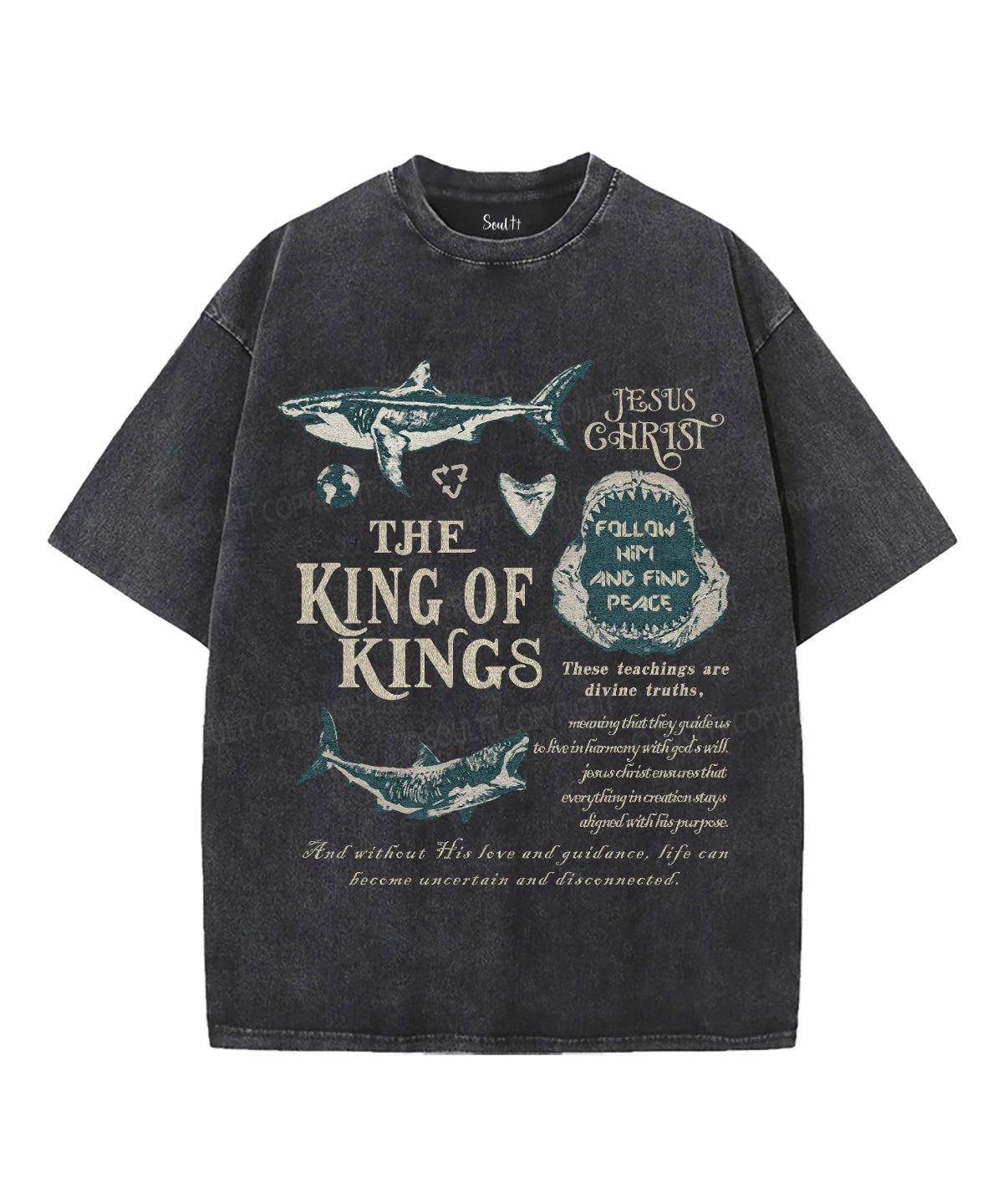 The King Of Kings Unisex Washed Christian T-shirt Hoodie, Sweatshirt | CiraTrend.com (Image 1)