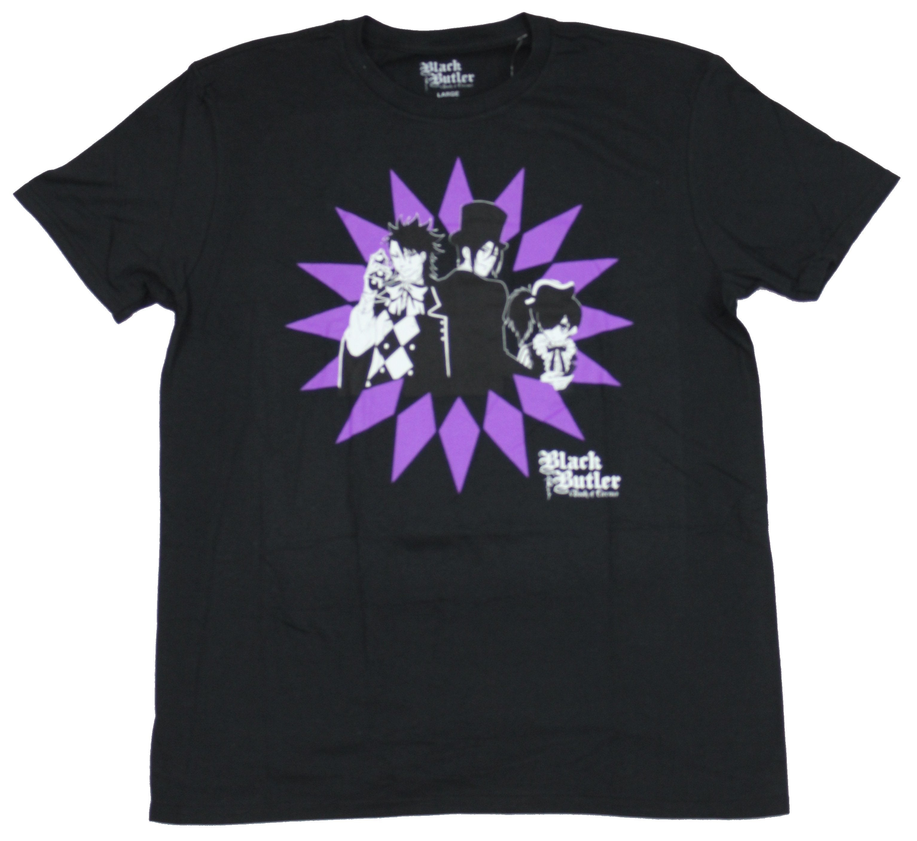 Black Butler Mens T-Shirt - Characters over Purple Star Design Hoodie, Sweatshirt | CiraTrend.com