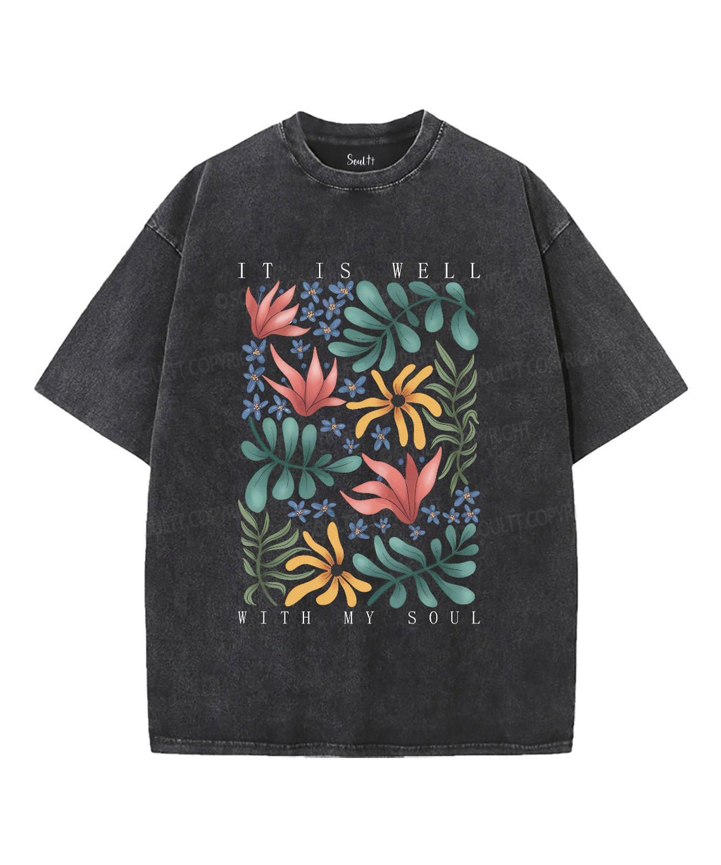 It Is Well With My Soult Unisex Washed Christian T-shirt Hoodie, Sweatshirt | CiraTrend.com (Image 2)
