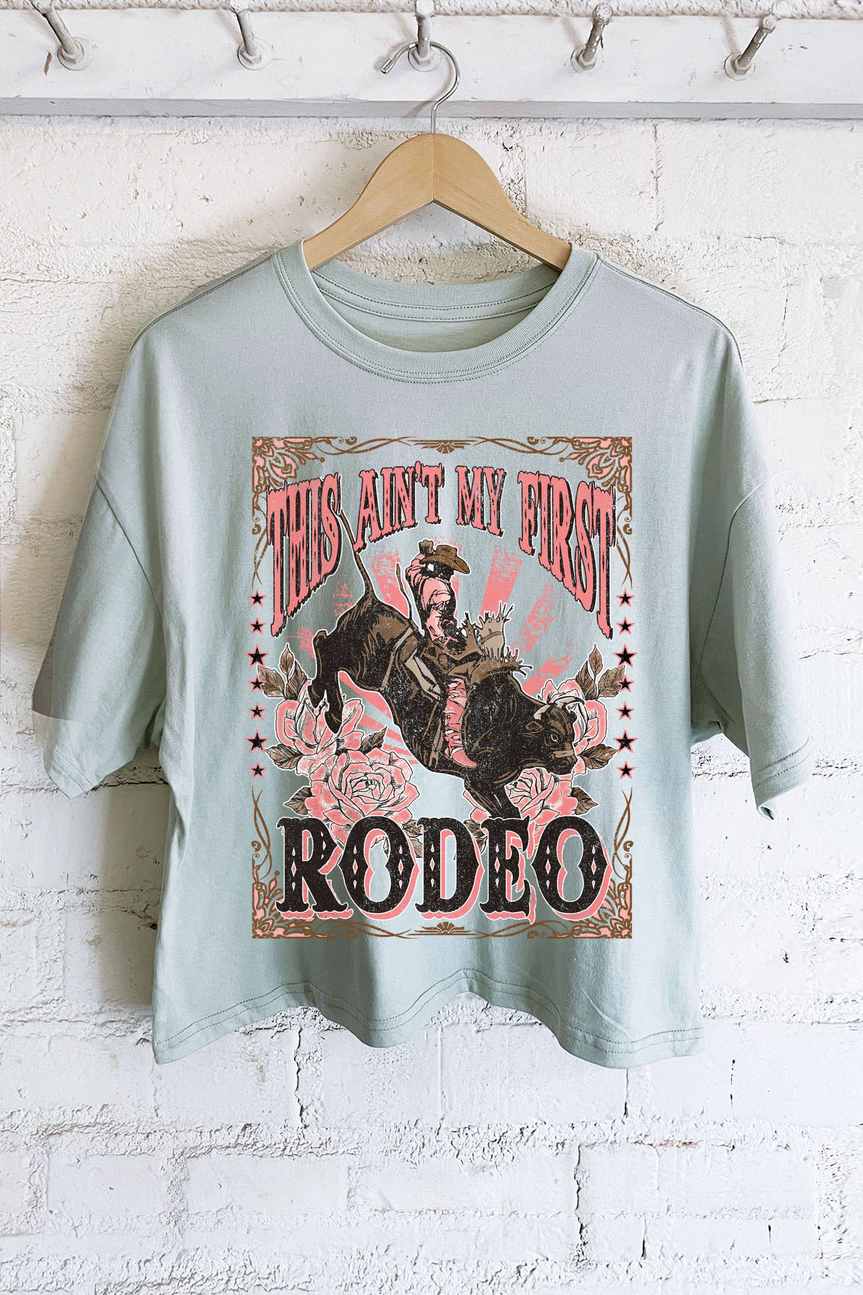 This Ain't My First Rodeo Graphic Long Crop Top