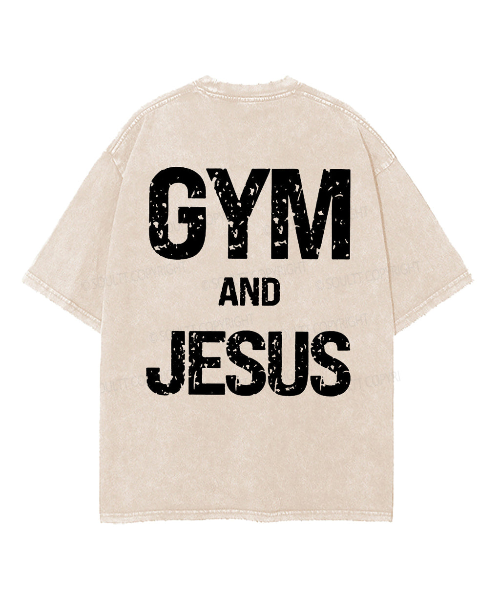 Gym And Jesus Double Sided Unisex Washed Christian T-shirt Hoodie, Sweatshirt | CiraTrend.com (Image 2)