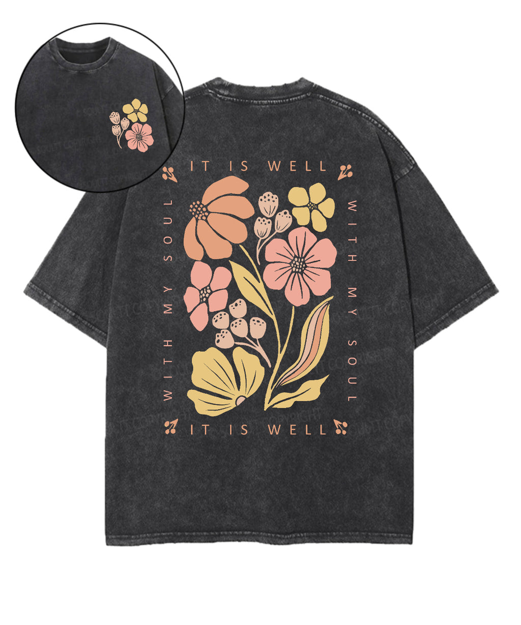 It Is Well With My Soul Double Sided Unisex Washed Christian T-shirt Style011 Hoodie, Sweatshirt | CiraTrend.com (Image 1)