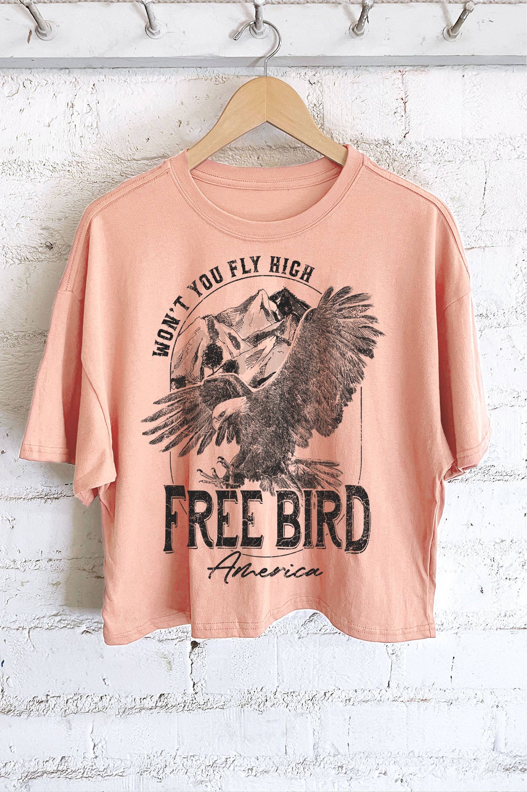 Free Bird America Graphic Long Crop Top