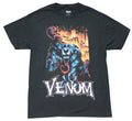 Venom Mens T-Shirt - Diving In Front of Glowing Fire City Hoodie, Sweatshirt | CiraTrend.com