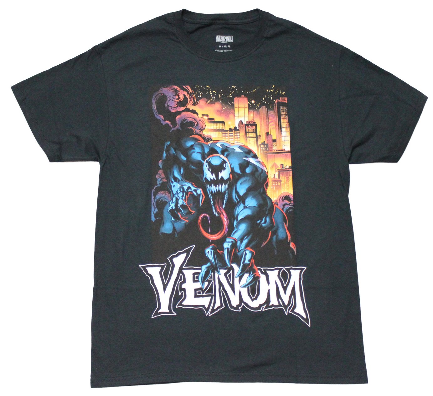 Venom Mens T-Shirt - Diving In Front of Glowing Fire City Hoodie, Sweatshirt | CiraTrend.com