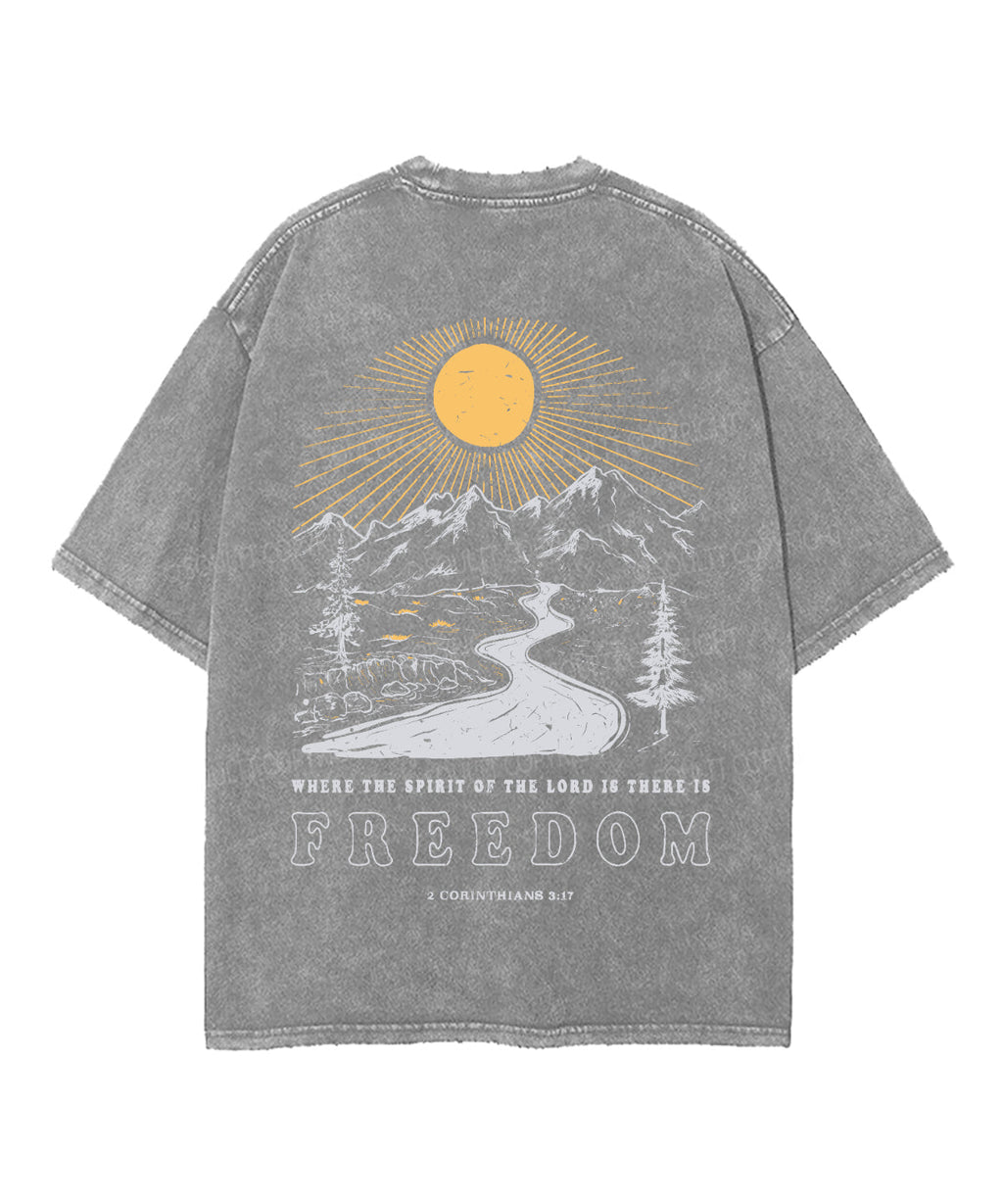 Where The Spirit Of The Lord Double Sided Unisex Washed Christian T-shirt Hoodie, Sweatshirt | CiraTrend.com (Image 5)