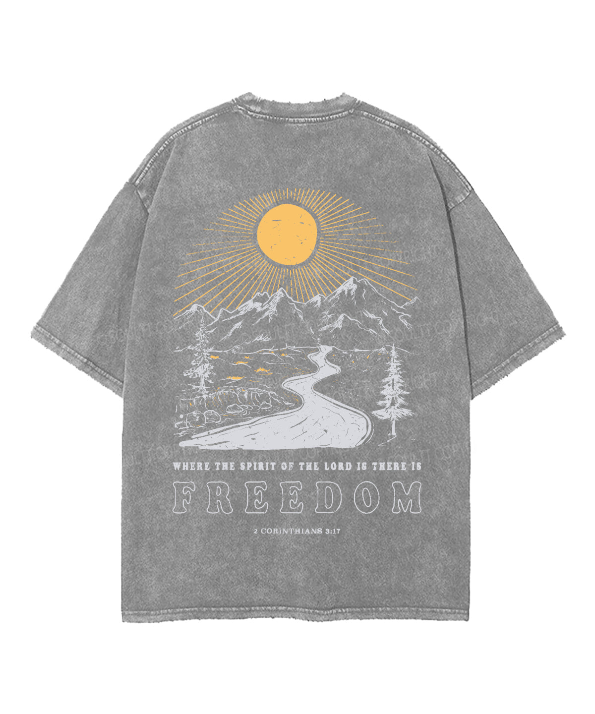 Where The Spirit Of The Lord Double Sided Unisex Washed Christian T-shirt Hoodie, Sweatshirt | CiraTrend.com (Image 5)