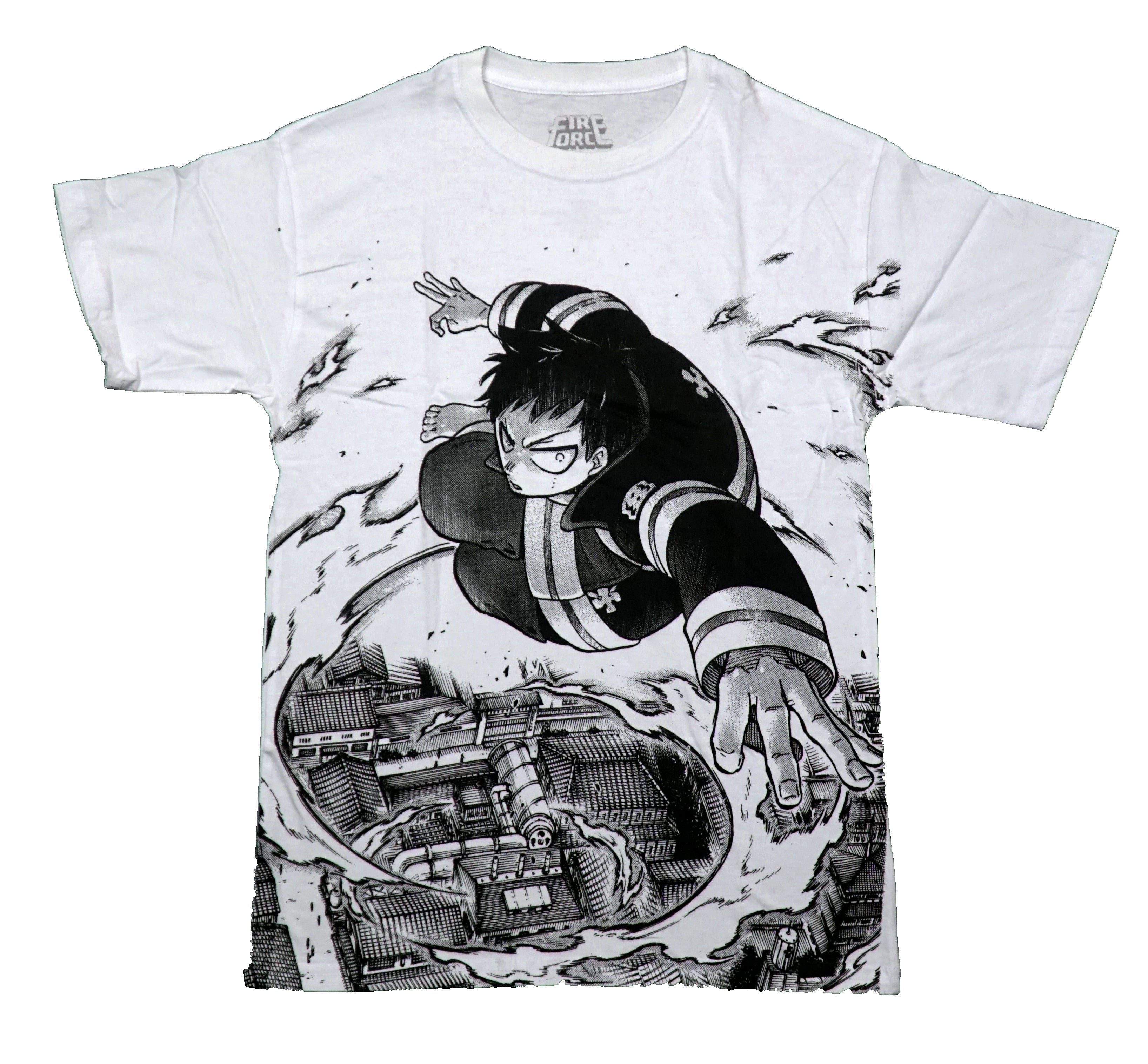 Fire Force Mens T-Shirt - Kusakabe  Leaping Over Town Black and White Print Hoodie, Sweatshirt | CiraTrend.com