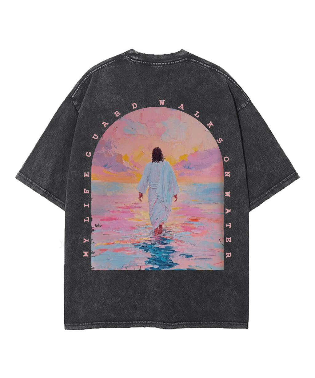 My Life Guard Walk On Water Double Sided Unisex Washed Christian T-shirt Hoodie, Sweatshirt | CiraTrend.com (Image 4)