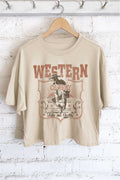 Western Cowboy Take Me Away Graphic Long Crop Top