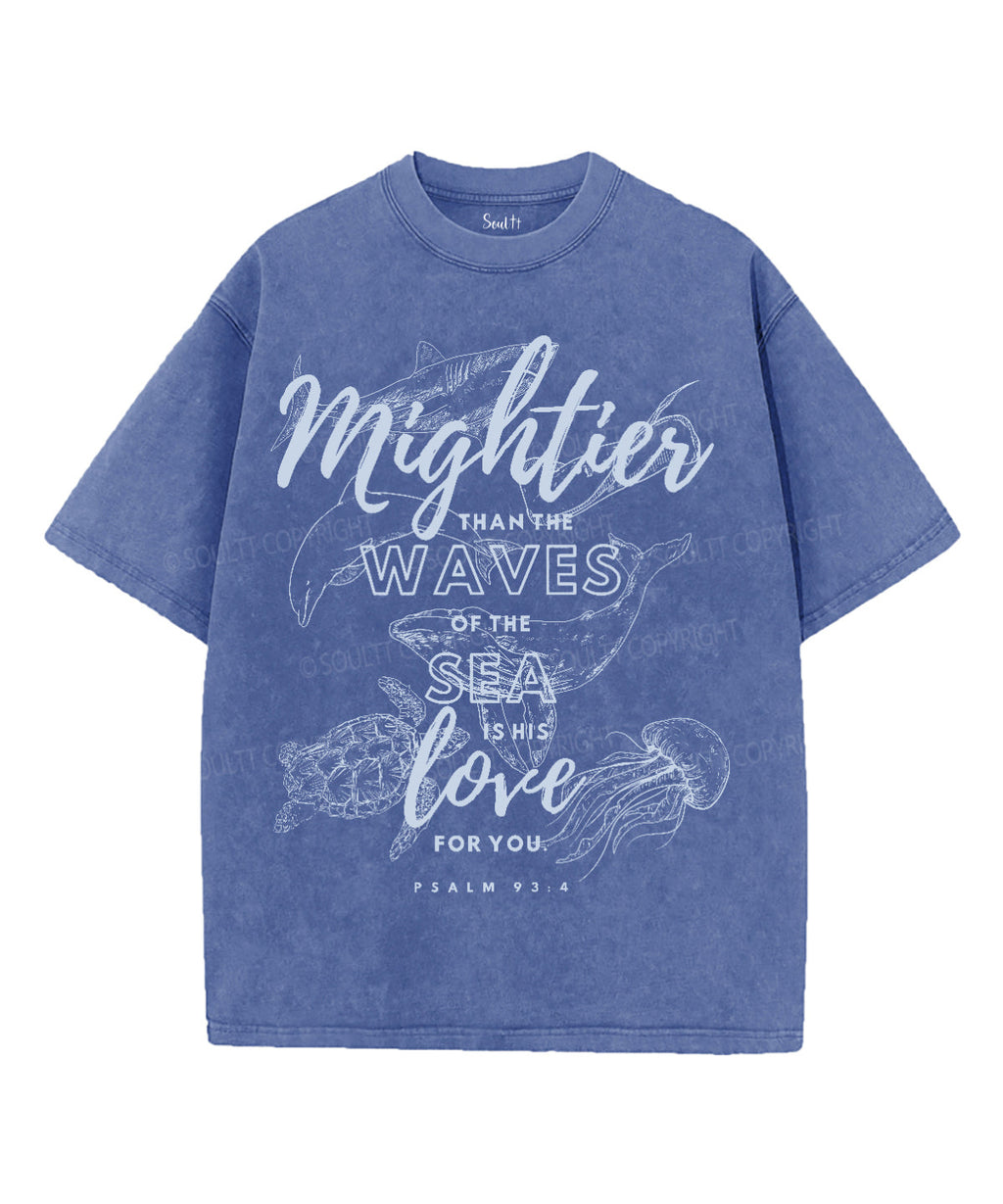 Mightier Than The Waves Unisex Washed Christian T-shirt Style002 Hoodie, Sweatshirt | CiraTrend.com (Image 3)