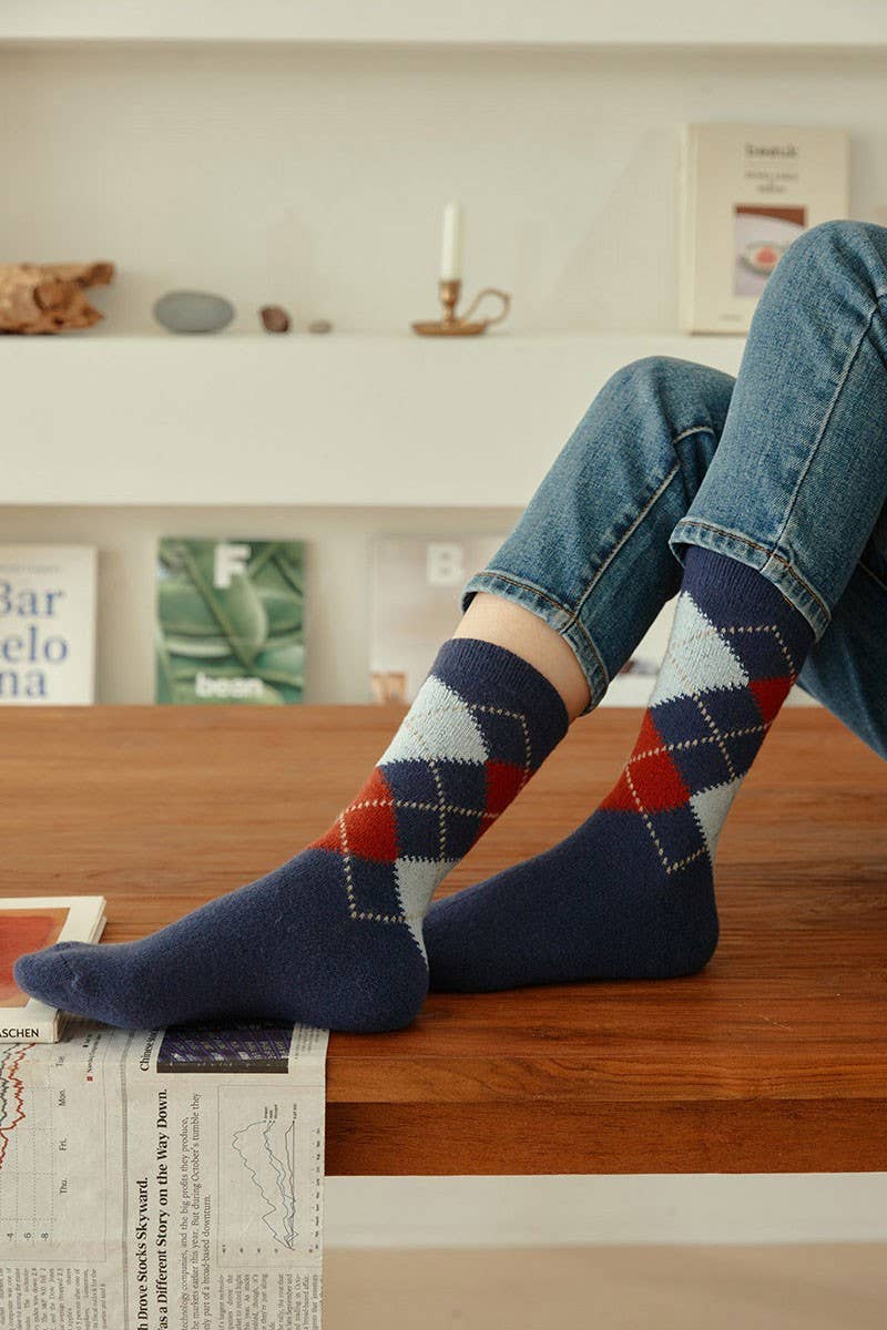 Women's Argyle Wool Blend Crew Socks