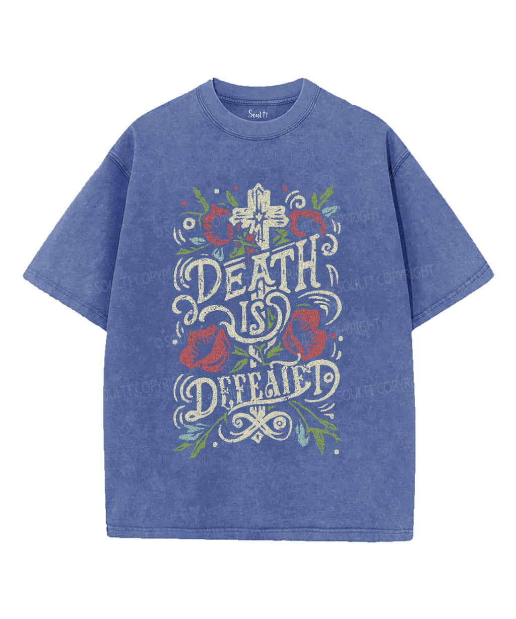 Death Is Defeated Washed Christian T-Shirts, Hoodie, Sweatshirt