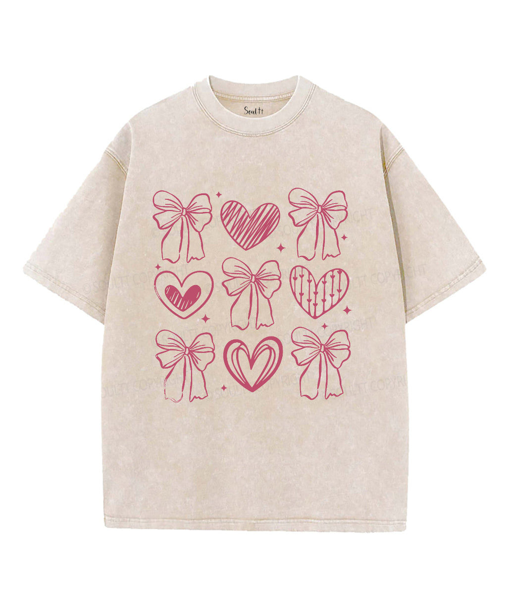 Love Heart Bow Unisex Washed Christian T-shirt Hoodie, Sweatshirt | CiraTrend.com (Image 1)