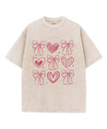 Love Heart Bow Unisex Washed Christian T-shirt Hoodie, Sweatshirt | CiraTrend.com (Image 1)