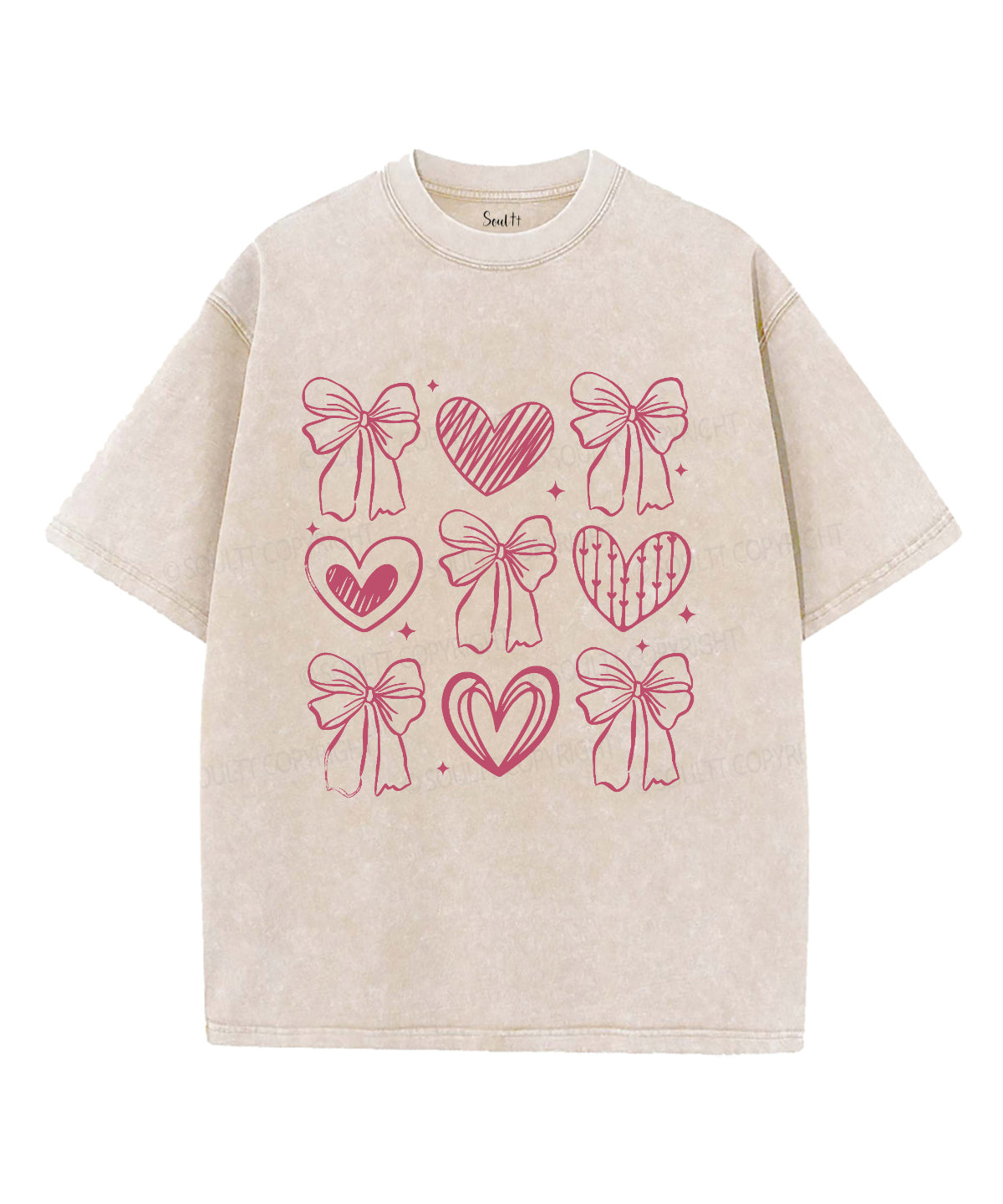 Love Heart Bow Unisex Washed Christian T-shirt Hoodie, Sweatshirt | CiraTrend.com (Image 1)