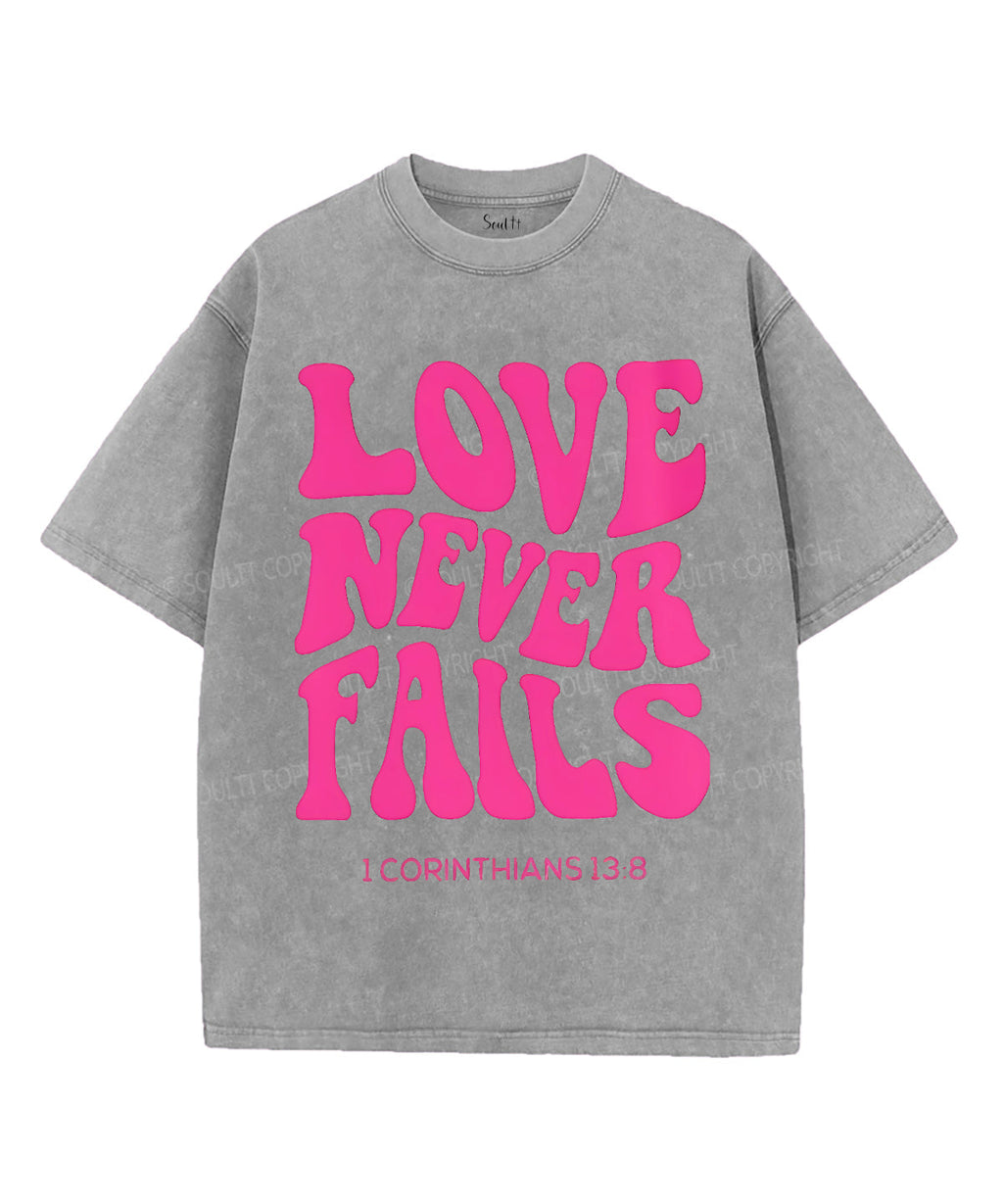 Love Never Fails Unisex Washed Christian T-shirt Hoodie, Sweatshirt | CiraTrend.com (Image 3)