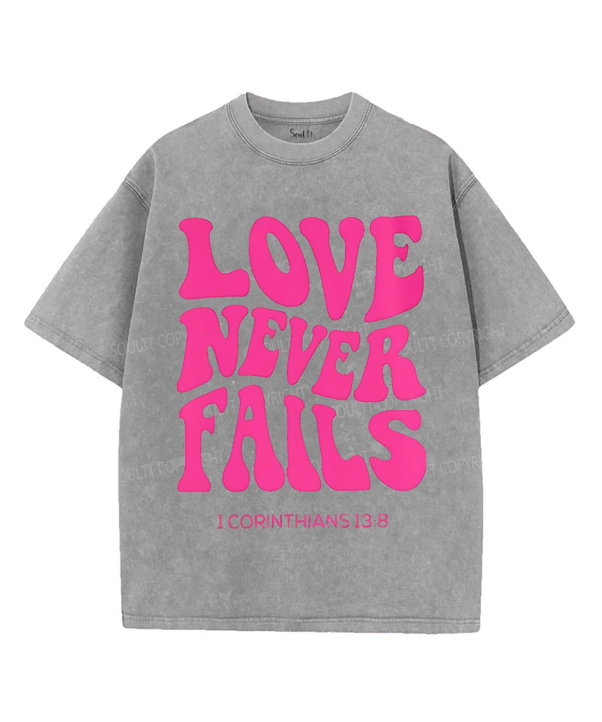 Love Never Fails Unisex Washed Christian T-shirt Hoodie, Sweatshirt | CiraTrend.com (Image 3)
