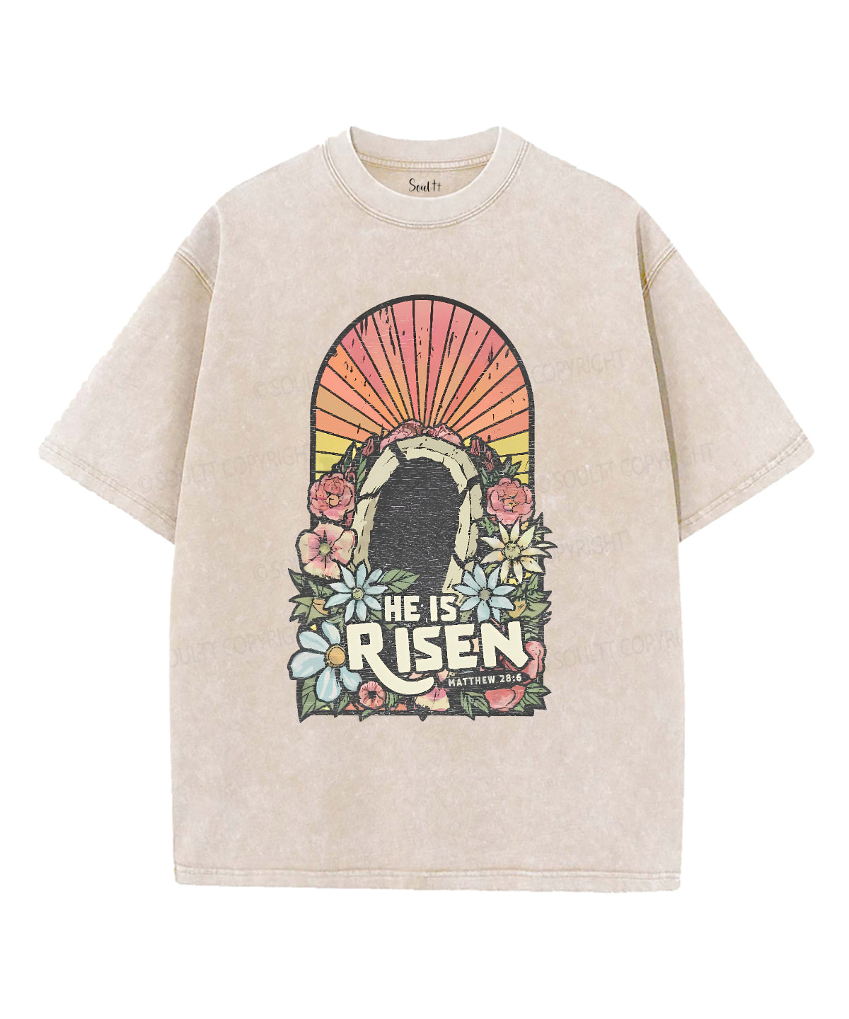 He Is Risen Unisex Washed Christian T-shirt Style004 Hoodie, Sweatshirt | CiraTrend.com (Image 4)