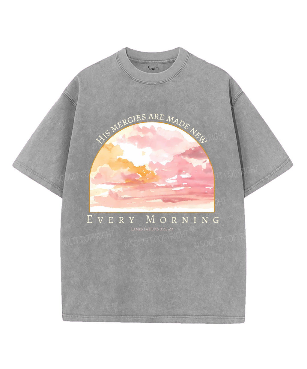 His Mercies Are New Every Morning Unisex Washed Christian T-shirt Hoodie, Sweatshirt | CiraTrend.com (Image 3)