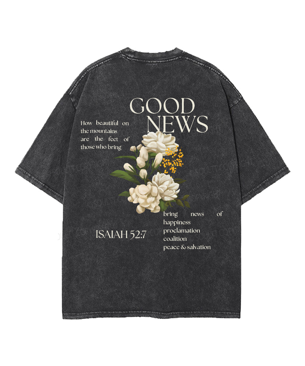 Good News Double Sided Unisex Washed Christian T-shirt Hoodie, Sweatshirt | CiraTrend.com (Image 5)
