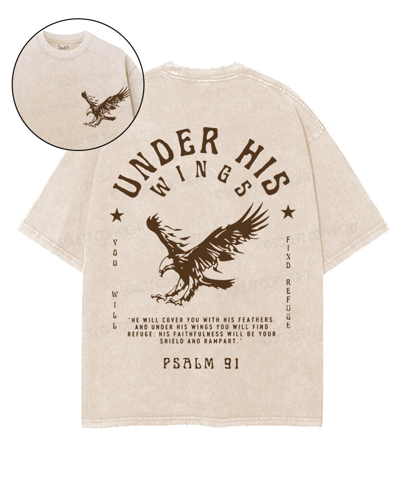 Under His Wings Double Sided Unisex Washed Christian T-shirt Hoodie, Sweatshirt | CiraTrend.com (Image 1)