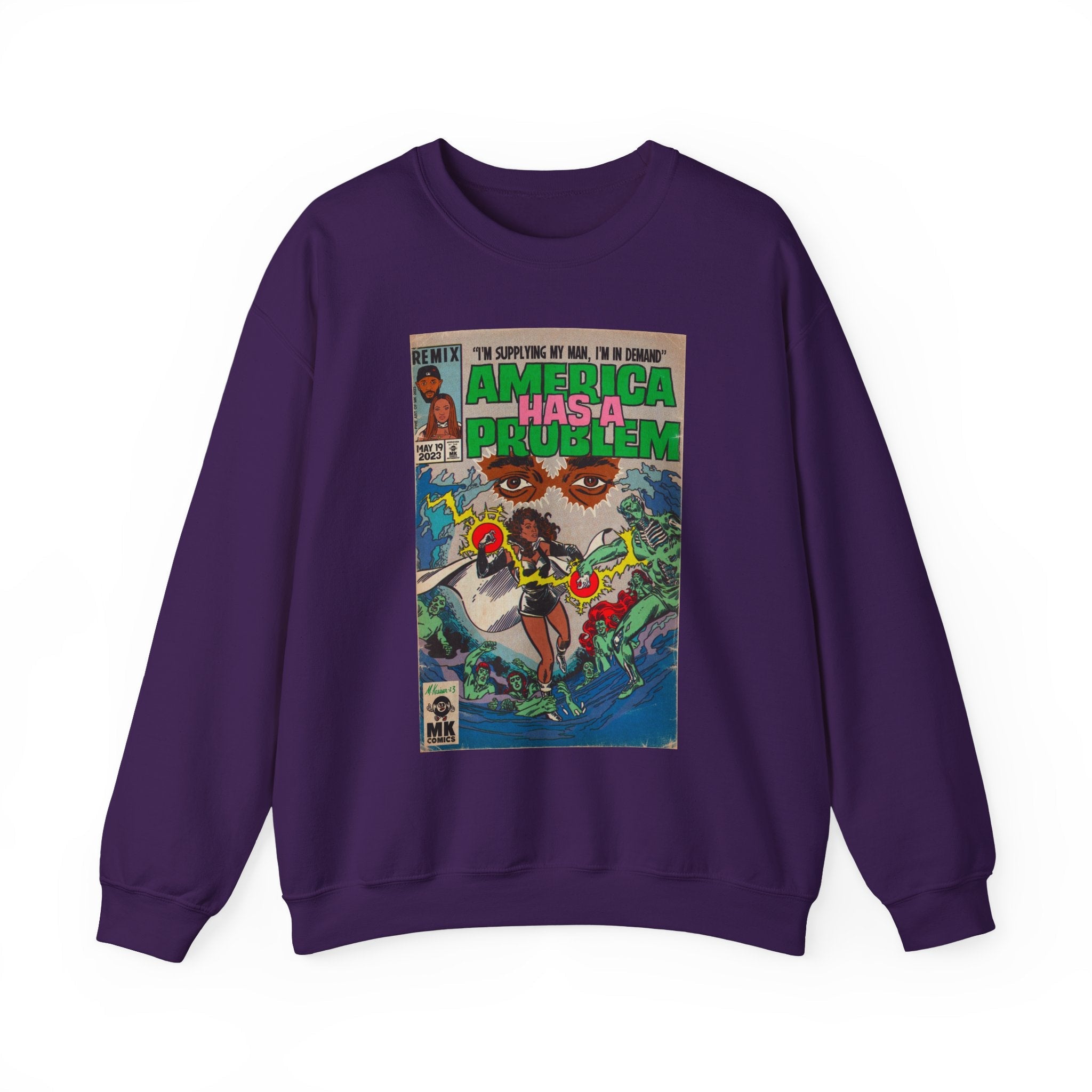 America Has a Problem - Unisex Heavy BlendÃ¢â€žÂ¢ Crewneck Sweatshirt T-Shirts, Hoodie | CiraTrend.com (Image 4)