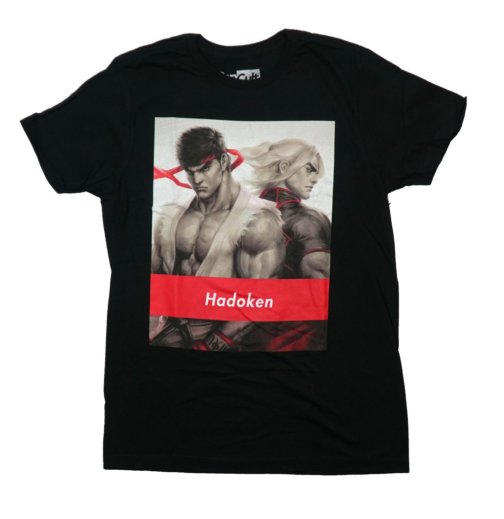 Street Fighter Mens T-Shirt - Ken & Ryu Hadoken Duo Front Logo on Back Hoodie, Sweatshirt | CiraTrend.com (Image 1)