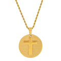 18K Gold Plated Stainless Steel Round Portuguese Prayer And Cross Pendant T-Shirts, Hoodie, Sweatshirt (Image 1)