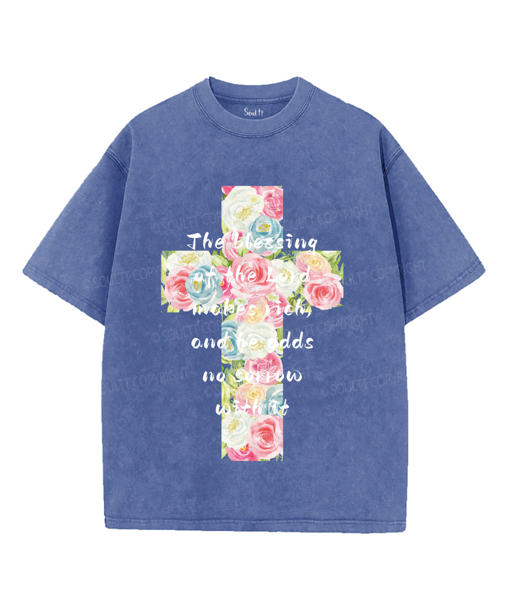 The Blessing of the Lord Makes Rich Unisex Washed Christian T-shirt Hoodie, Sweatshirt | CiraTrend.com (Image 3)