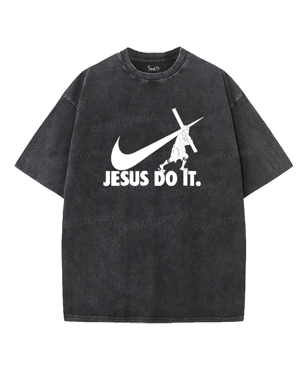 Jusus Do It Unisex Washed Christian T-shirt Hoodie, Sweatshirt | CiraTrend.com (Image 1)