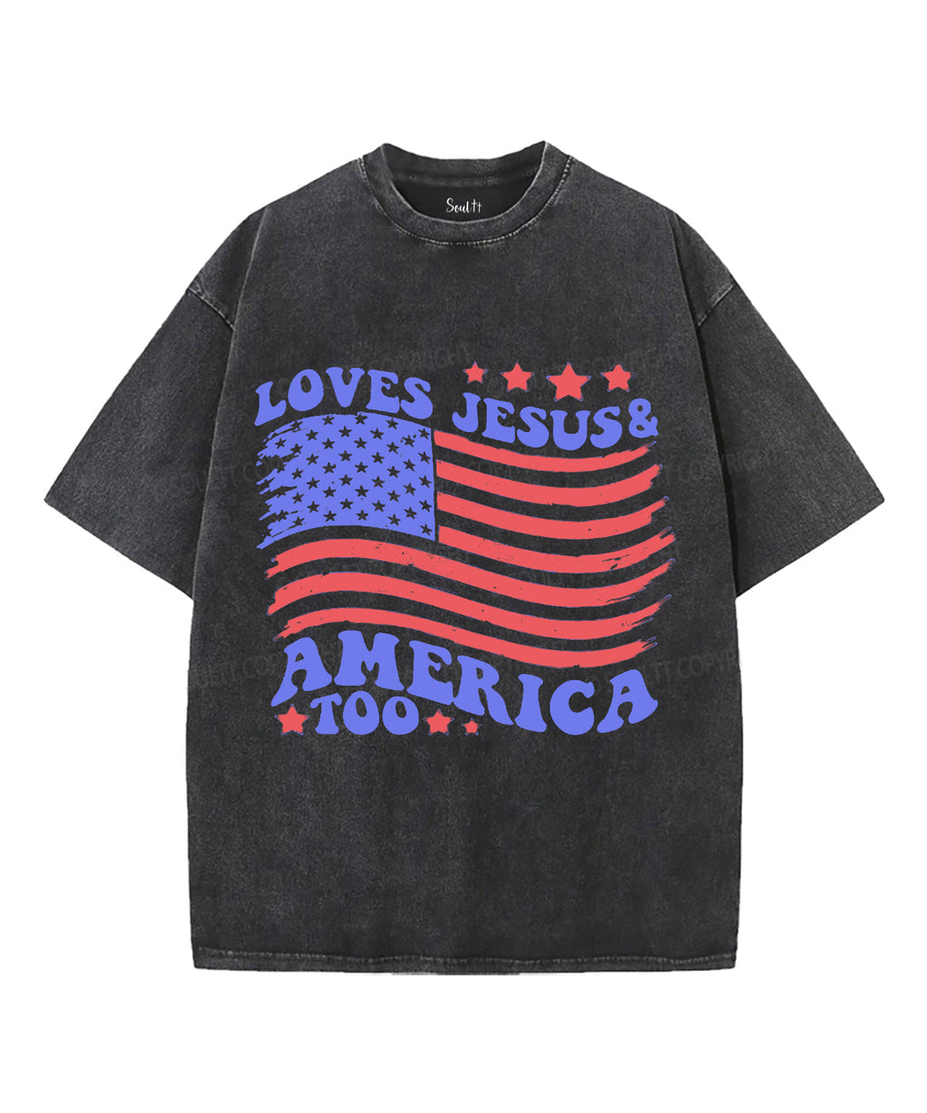 Loves Jesus & America Too Unisex Washed Christian T-shirt Style001 Hoodie, Sweatshirt | CiraTrend.com (Image 2)