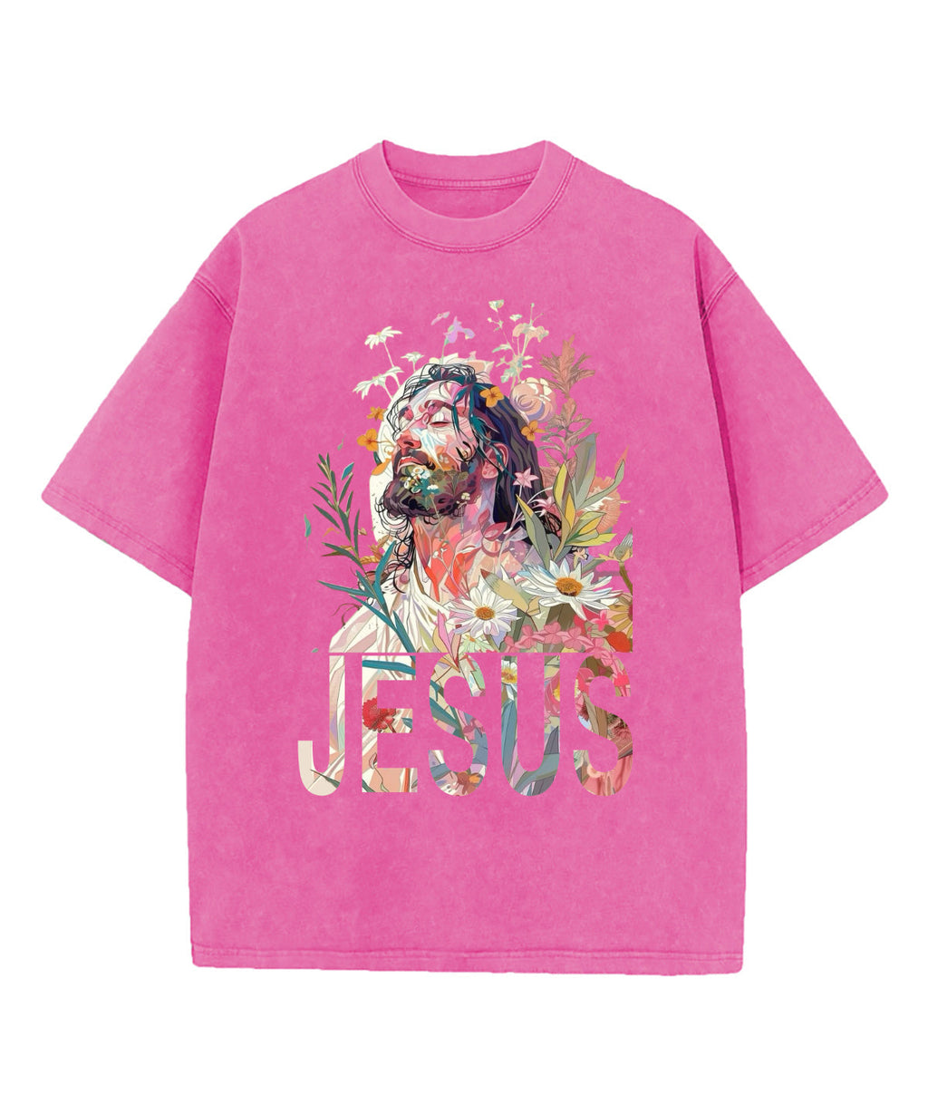 Jesus In Flower Washed Christian T-shirt Hoodie, Sweatshirt | CiraTrend.com (Image 3)