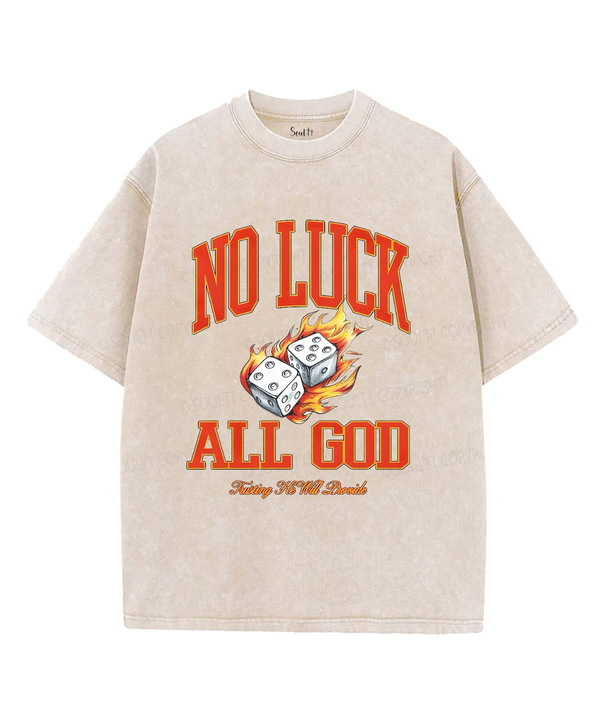 No Luck All God Unisex Washed Christian T-shirt Hoodie, Sweatshirt | CiraTrend.com (Image 1)