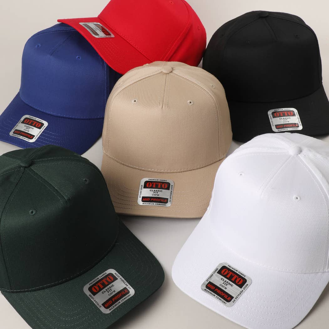 Solid Color Otto 5 Panel Mid Profile Trucker Hat