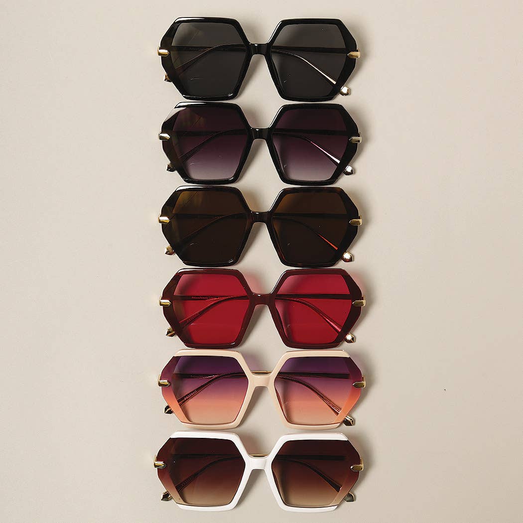 Women's Hexagonal Gold Leg Sunglasses