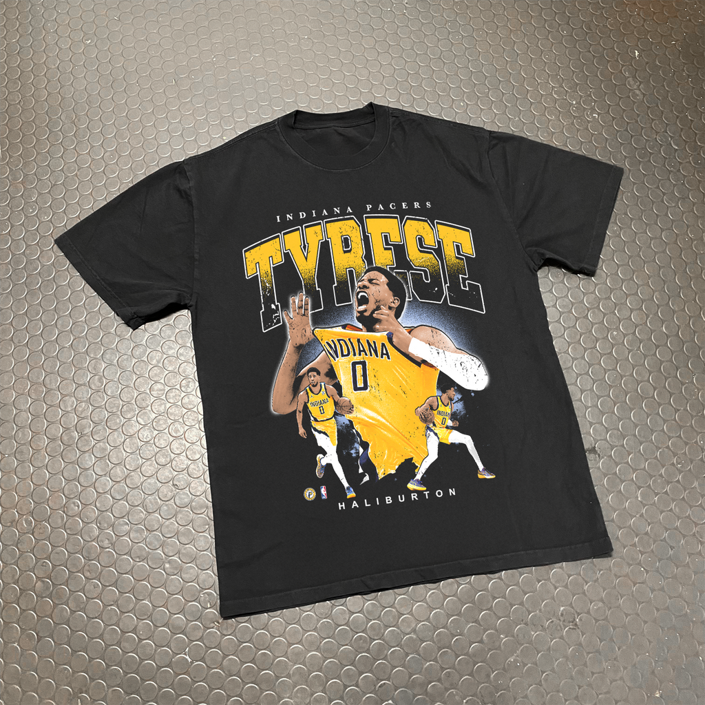 2025 TYRESE HALIBURTON 'PACE' FINALS HEAVY FADED BLACK T-SHIRT Hoodie, Sweatshirt | CiraTrend.com (Image 1)