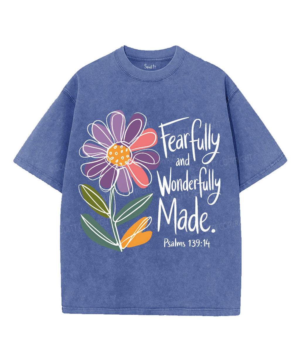 Fearfully And Wonderfully Made Unisex Washed Christian T-shirt Hoodie, Sweatshirt | CiraTrend.com (Image 3)