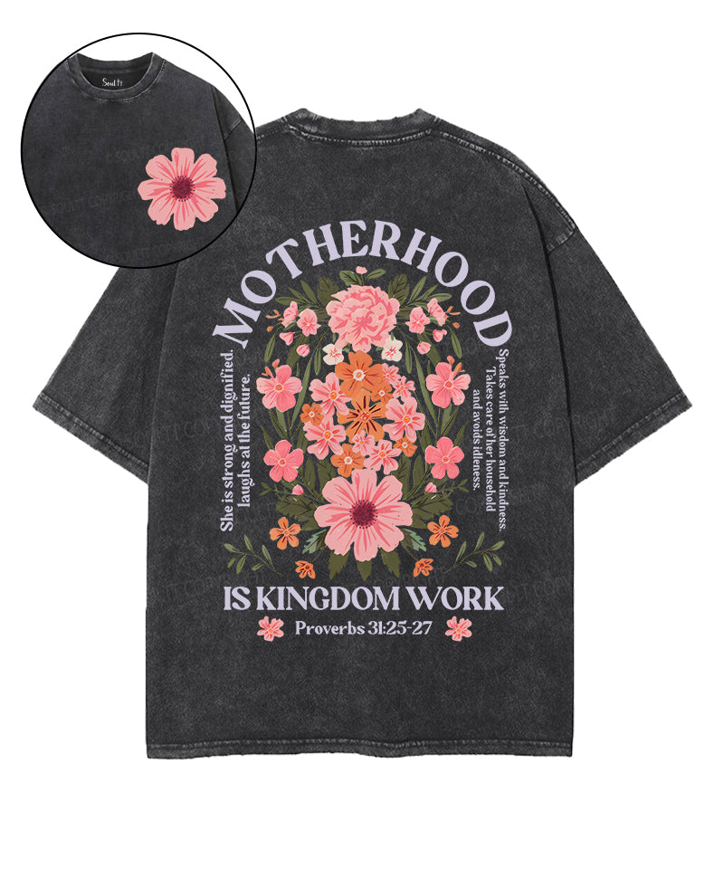 Motherhood Is Kingdom Work Double Sided Unisex Washed Christian T-shirt Style008 Hoodie, Sweatshirt | CiraTrend.com (Image 1)