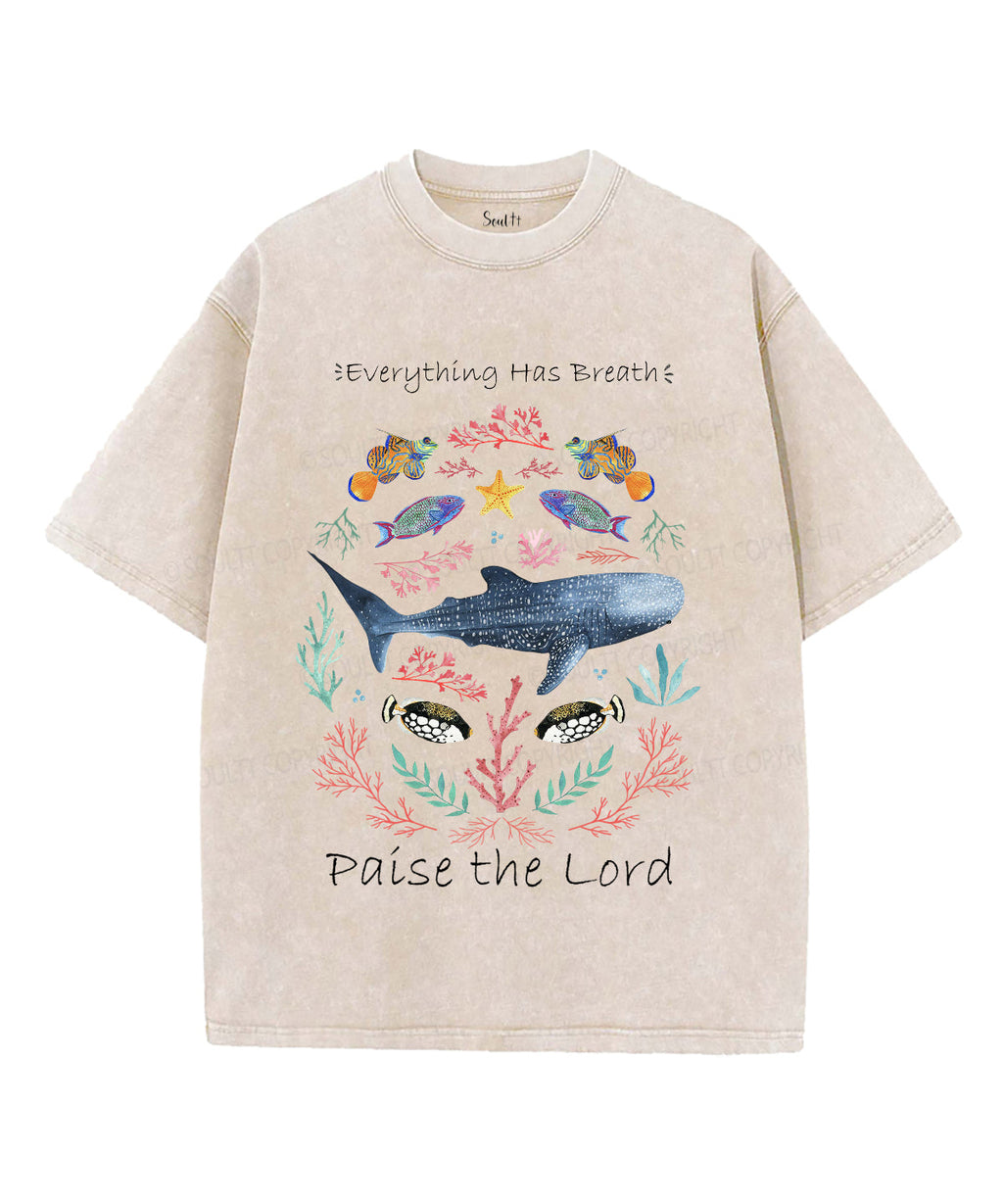 Everything Has Breath Paise The Lord Unisex Washed Christian T-shirt Hoodie, Sweatshirt | CiraTrend.com (Image 4)