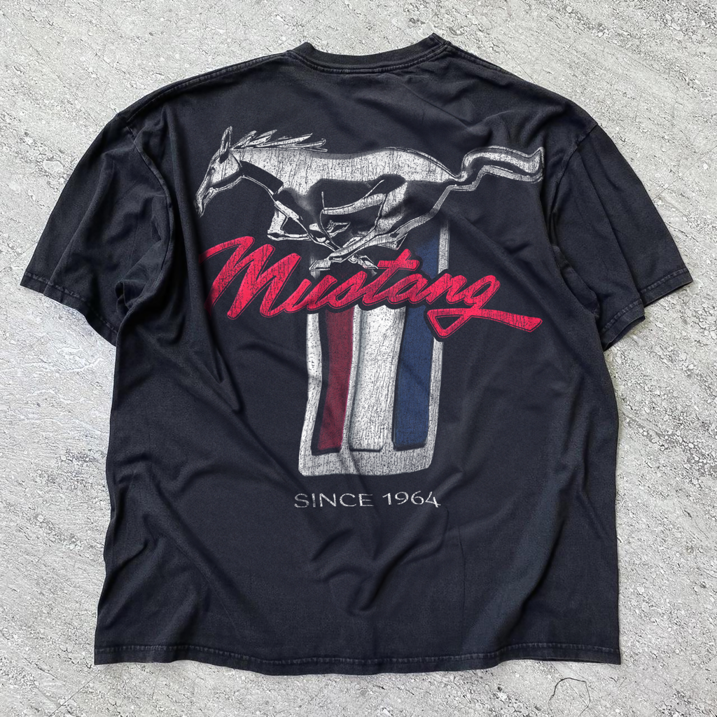 64' MUSTANG WASHED BLACK HEAVYWEIGHT TEE Hoodie, Sweatshirt | CiraTrend.com (Image 1)