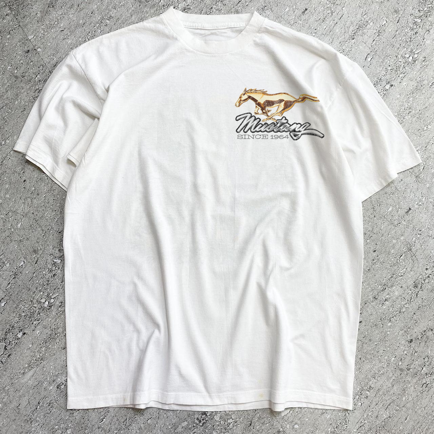 64' MUSTANG WASHED WHITE HEAVYWEIGHT TEE Hoodie, Sweatshirt | CiraTrend.com (Image 2)