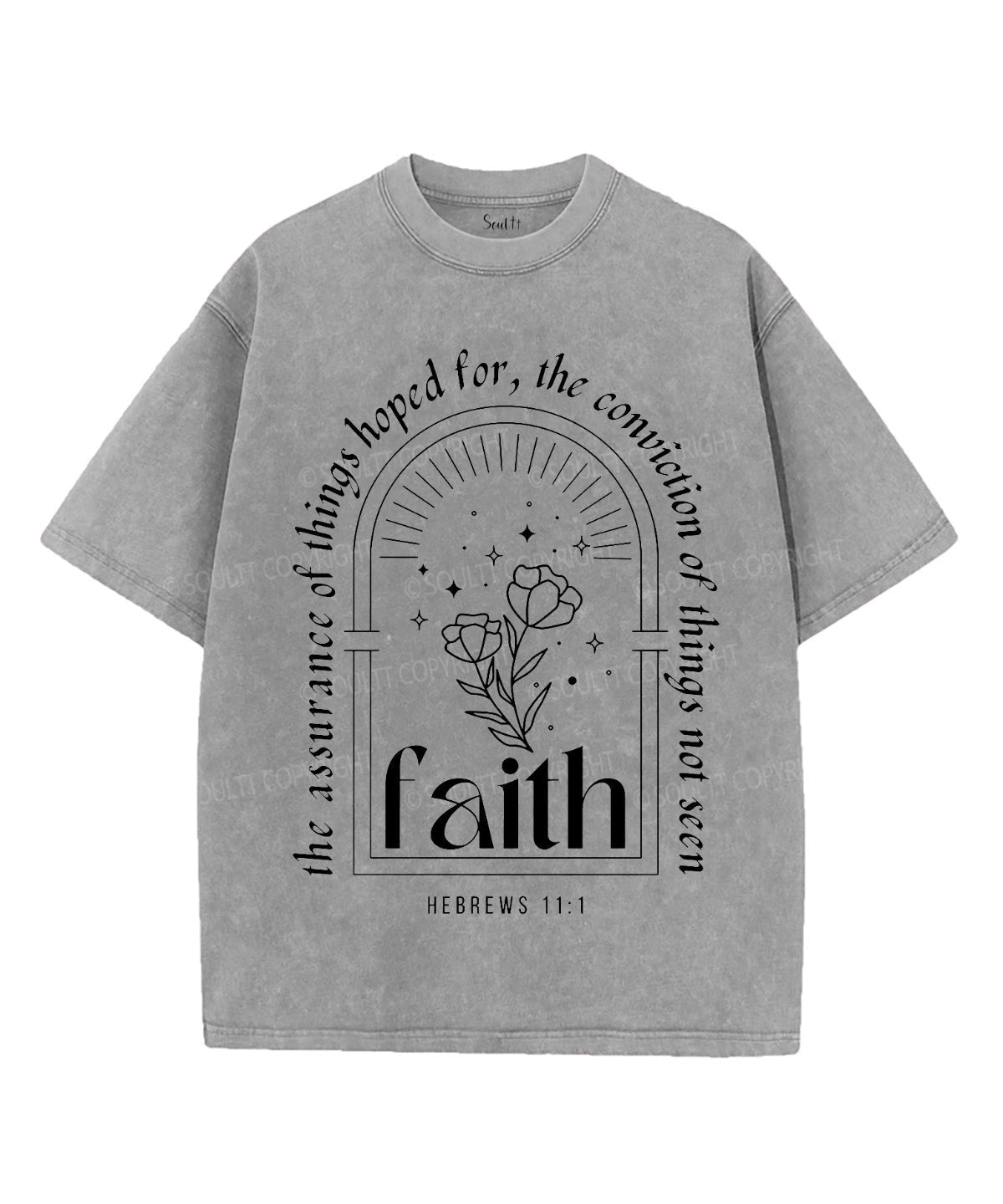Faith Unisex Washed Christian T-shirt Hoodie, Sweatshirt | CiraTrend.com (Image 3)