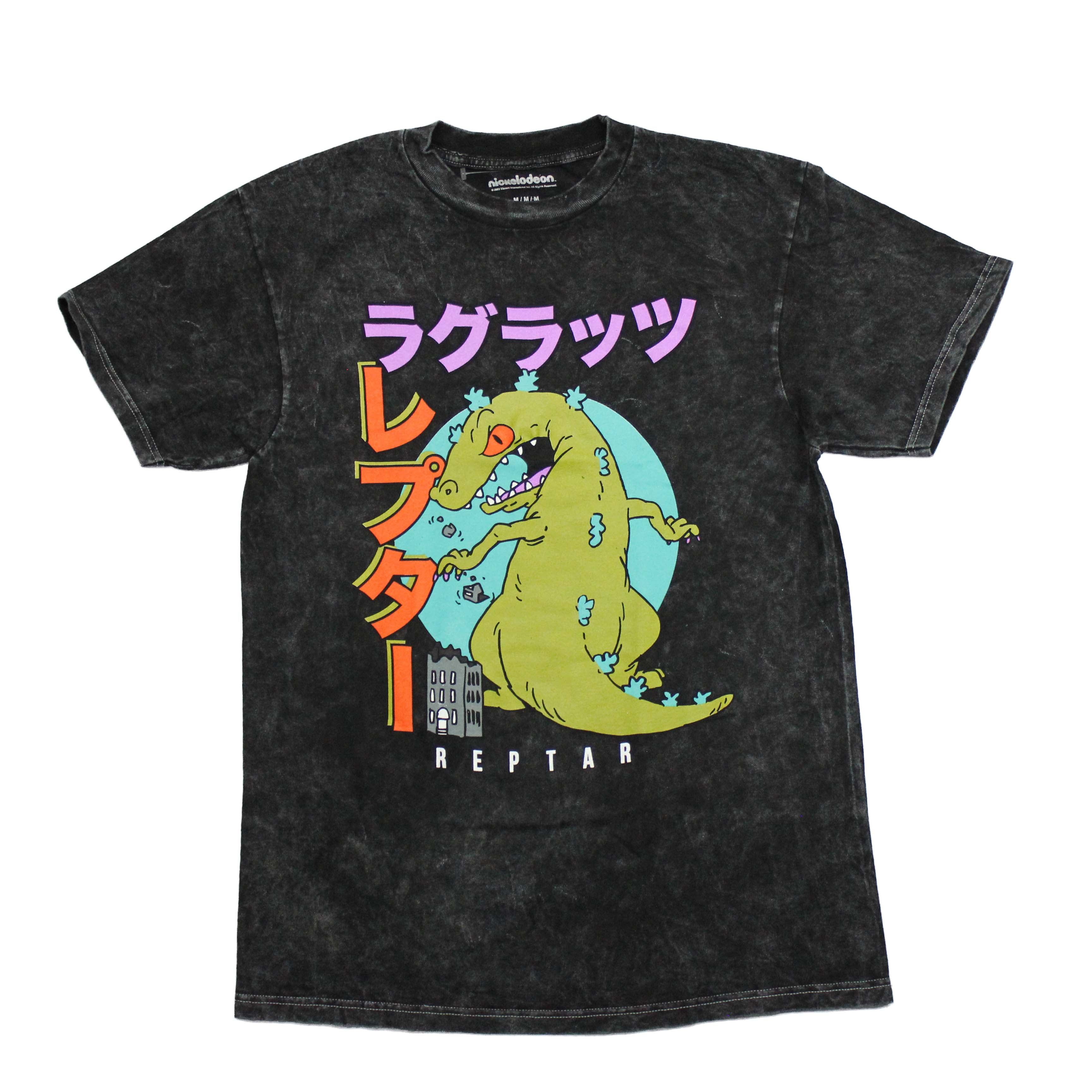 Rugrats Mens T-Shirt - Reptar Looking Back A Tiny Building Right & Top Kanji Hoodie, Sweatshirt | CiraTrend.com
