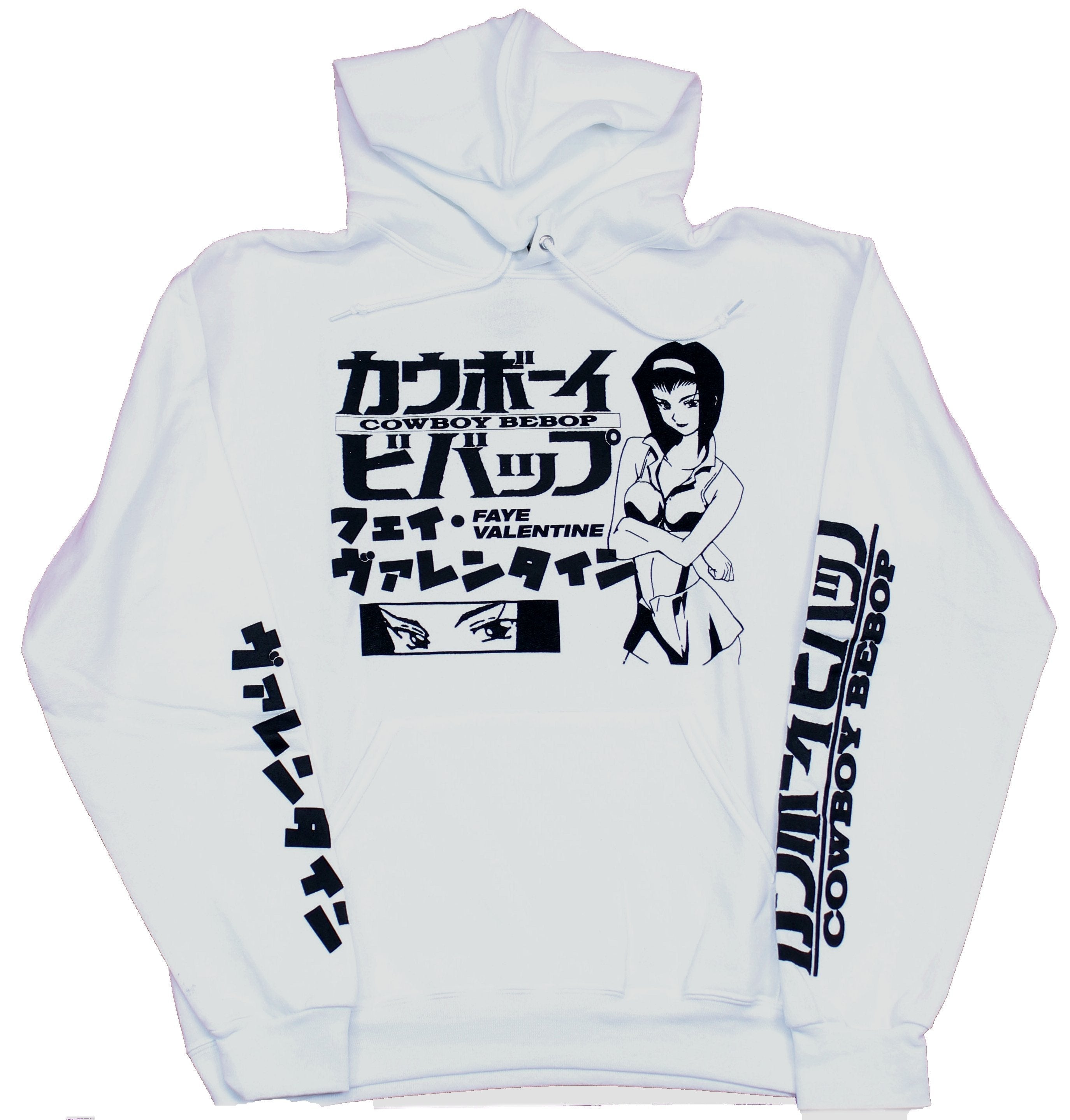 Cowboy Bebop Mens Pullover Hoodie- Faye Valentine Kanji Sleeves T-Shirts, Sweatshirt | CiraTrend.com
