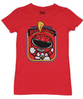 Mighty Morphin Power Rangers Girls Juniors  T-Shirt -  Squashed Red Ranger Image Hoodie, Sweatshirt | CiraTrend.com